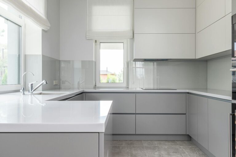 Contemporary kitchen with minimal white interior